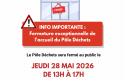 Fermeture exceptionnelle de l'accueil le 28 mai 