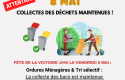 JOUR DE LA VICTOIRE 1945 VENDREDI 8 MAI : Maintien des collectes de déchets !