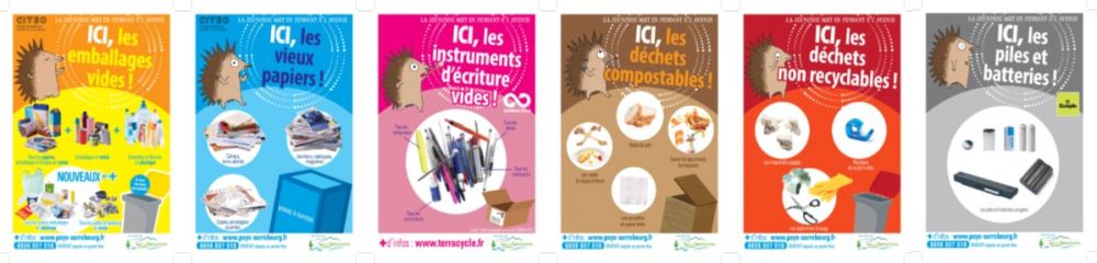 LOT DE 6 AFFICHETTES POUR LE TRI -EN ECOLES